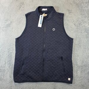 Marine Layer Corbet Full Zip Vest Mens Large Navy Heather Quilted Mock Neck NWT
